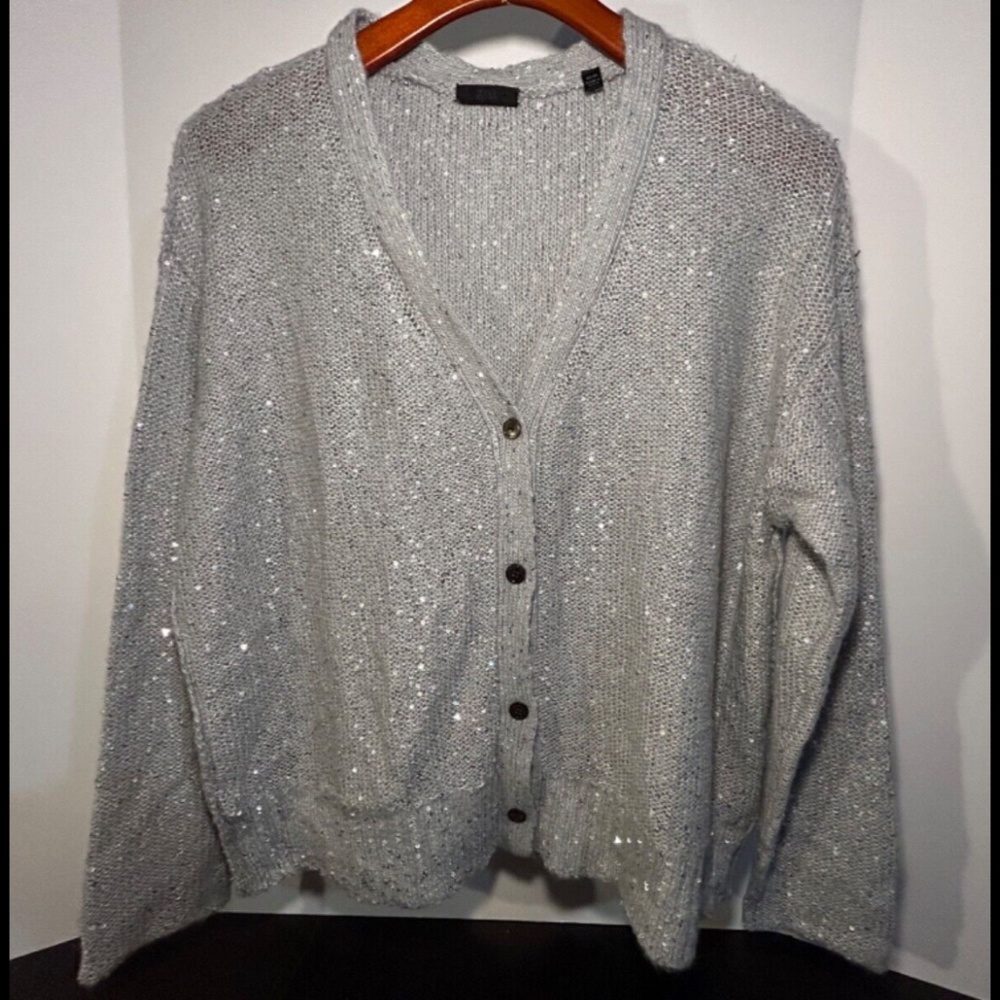 NWOT ATM Anthony Thomas Melillo Sequin Alpaca Wool Blend Cardigan Sweater Size M